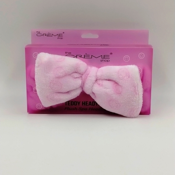 the Crème Shop teddy headband pink with smiley faces plush spa - Picture 1 of 5